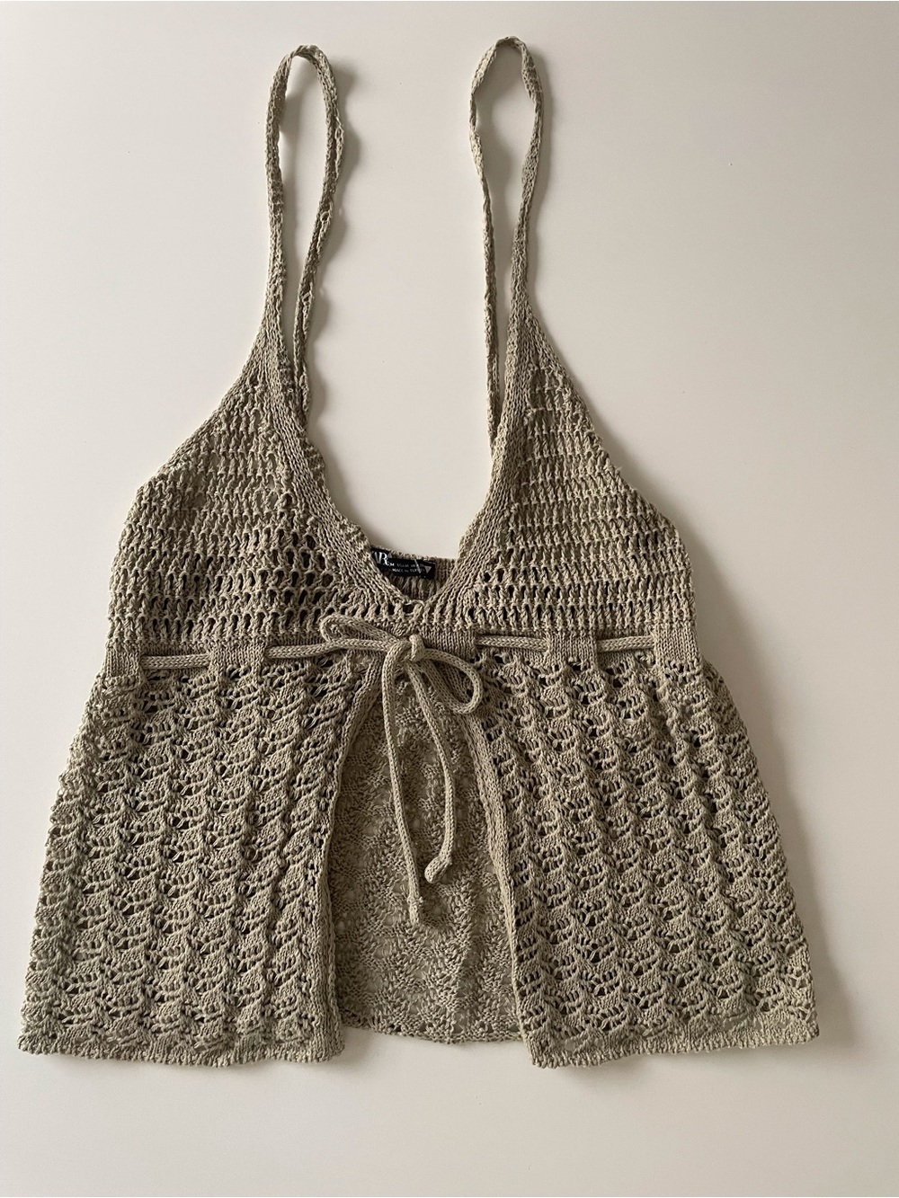 Zara Olive-Taupe Crochet Tank Top